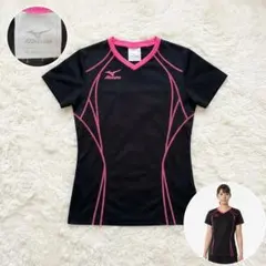 ミズノ Mizuno レディース M Tシャツ スポーツウェア 黒 ピンク 半袖