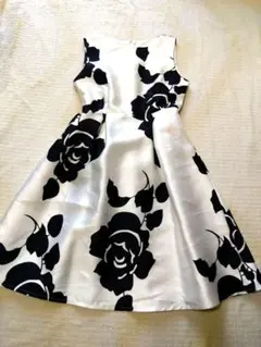 ロングワンピース 薔薇柄 フレアスカート 大きなサイズ XL LL オケージョン