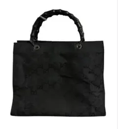 極美品 GUCCI グッチ バンブー ハンドバッグ GG柄 ショルダー 黒