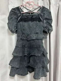 pium デニムワンピース ティアードフリルミニワンピース ピウム - メルカリ