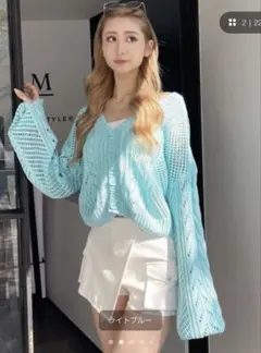 【GYDA】2WAYメッシュスリーブブリーチニットトップスのサムネイル
