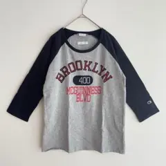 イーハイフン チャンピオン ラグランTシャツ 七分袖 ロゴプリント カットソー