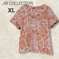 JM COLLECTION フラワープリント トップス 【XL】総柄花柄Vネック