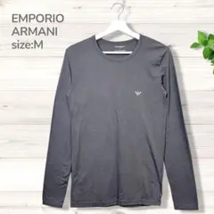 エンポリオアルマーニ 長袖Tシャツ ワンポイント グレー M