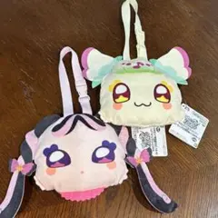 2個セット　アイドルプリキュア♪ ストラップ付き顔型ぬいぐるみポーチ