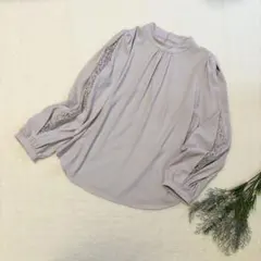 ROPE PICNIC シフォンブラウス 袖レース バックパールボタン ピンクM