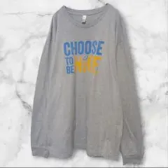 アメリカンアパレル ロゴ長袖Tシャツ クルーネック リブ袖 XL 灰色 綿 通学のサムネイル