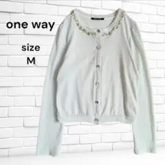 one way ビジュー装飾 長袖 カーディガン M ショート丈 ミントグリーンのサムネイル
