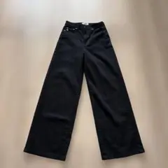新品未使用　SOMETHING. ブラックワイドハイウエストデニム S