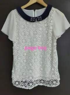 pageboy ビジュー付き襟 レースブラウス フリーサイズのサムネイル