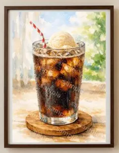 【水彩画アート】夏の記憶コーラフロート 2L版写真用紙