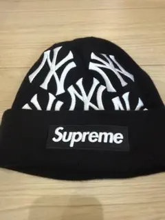 シュプリーム ニューヨーク ヤンキース ニューエラ ボックス ロゴ ビーニー　黒
