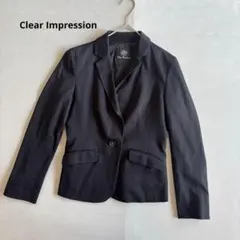 【クリアインプレッション】テーラードジャケット　ストレッチ　黒　ブラック（2）