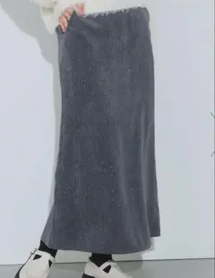 グレー コーデュロイ スリットスカート
