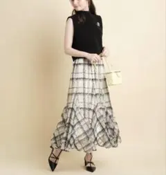 Apuweiser-riche♡シアーチェックエスカルゴスカート♡白♡Mサイズ