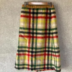 アーノルドパーマー（M）チェックシャギーメルトンスカート＊ロゴ＊裏地＊ミモレ丈