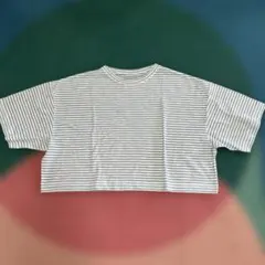 レピピアルマリオ　青と白のストライプ クロップドトップス