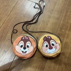 フェイクレザーミニポシェット　2種セット　チップ　デール　ディズニー