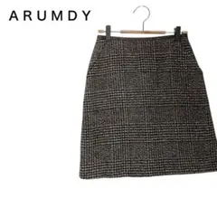 【新品タグ付き】 ARUMDY アルムディー チェック柄台形スカート ブラウン