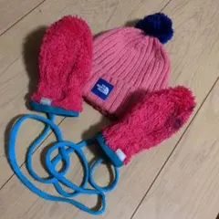 THE NORTH FACE ピンク ニット帽とミトンセット