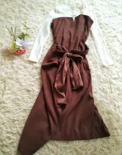 良品☆ROYAL PARTY　ロイヤルパーティ　長袖ニットドッキングワンピース