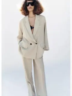 ZARA リネン混ダブルブレストブレザーのサムネイル