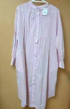 新品タグ付き　LEPSIM ピンクストライプ シャツワンピース　キュプラ混