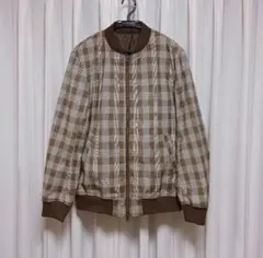 メンズ 未使用 THE SHOP OF TK 茶 チェック 中綿 ブルゾン