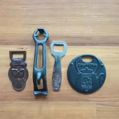 【昭和レトロ】ヴィンテージ 栓抜き 4点セット コカコーラ 鋳物 南部鉄器 観音