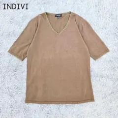 インディヴィ　ニットトップス(38)Ｖネック　カットソー　ラメ　華やか　大人女子のサムネイル