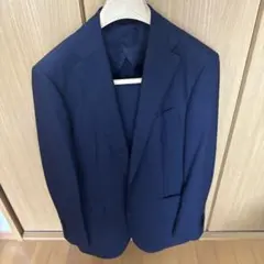 HILTONネイビー ストライプ 2パンツビジネススーツ