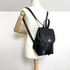 美品 コーチ リュック バックパック レザー ブラック 黒 ターンロック 本革