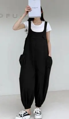 カジュアル ポケット付き サロペット オーバーオール 全4色 大きいサイズ