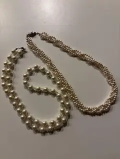 レトロ　パールネックレス ホワイト　２本