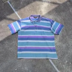 90s Eddie Bauer 黒タグ ボーダー ポロシャツ XLのサムネイル