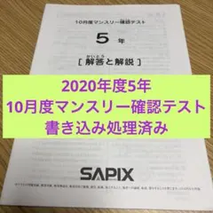 ⑳みサピックス　SAPIX 5年 10月度マンスリー確認テスト 書き込み処理済