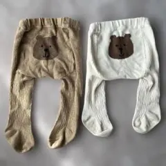 【期間限定お値下げ】GAP ベビータイツ 0-12M クマ刺繍 2色セット