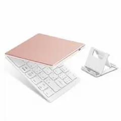 Ewin 折りたたみ式 ワイヤレスキーボード 日本語配列 ピンク　スタンド付き