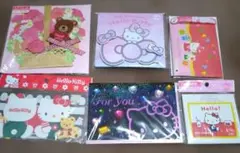 ハローキティ　サンリオ　メッセージカード　メモ帳　あぶらとり紙　6点セットレトロ