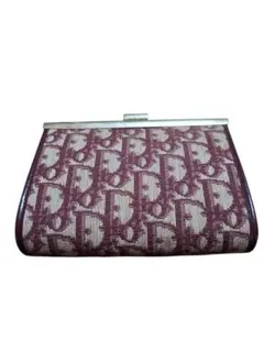 Christian Dior ロゴプリント ポーチ ベージュ/ワイン