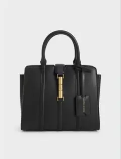 CHARLES & KEITH ブラック トートバッグ　極美品 Rene ルネ ストラクチャートートバッグ - ブラック | CHARLES