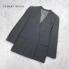 GIORGIO ARMANI ウールノーカラージャケット 緑 38*YC625