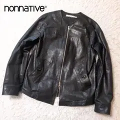 ノーカラージャケット レザー