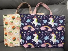 入園入学準備　女の子向け　レッスンバッグ　手提げバッグ　絵本バッグ　2点セット