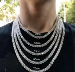 55㎝　ネックレス ジルコニア CZ テニスチェーン ゴールド 銀 アクセサリー