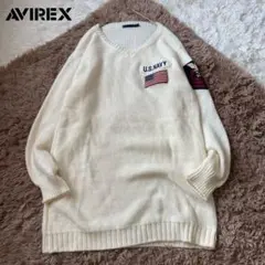 AVIREX ニット　ワッペン　セーター　vネック　US.NAVY ホワイトのサムネイル