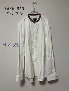 ZARA MAN ザラマン　ノーカラーコットンシャツ　USA L