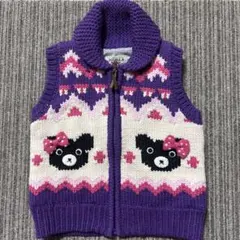 ミキハウス ダブルビー ニット セーター ベスト くま 80サイズ