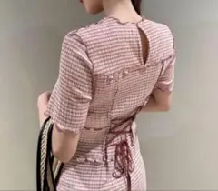 SNIDEL Mellow Design Dress チェックワンピース　ピンク