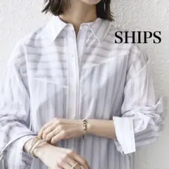 2025SS SHIPS ストライプ オーバーサイズ長袖シャツ